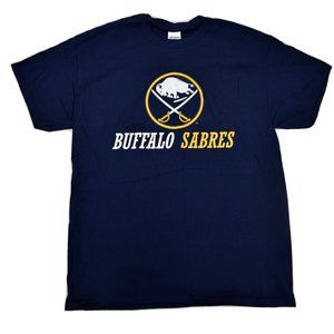NHL Mens Buffalo Sabres Hockey Classic Logo Navy Tee Shirt New Large